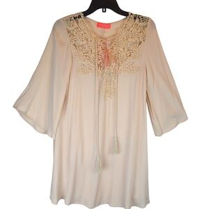 NWT Soul Cake Rayon Embroidered Overlay Tunic‎ Dress, Size Small FLAW